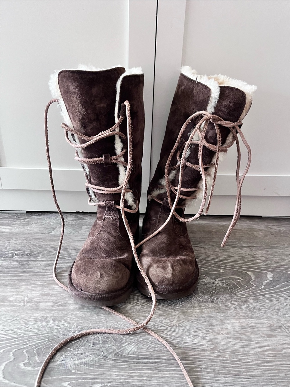 UGG Whitley Brown Suede Lace-Up Boots 6